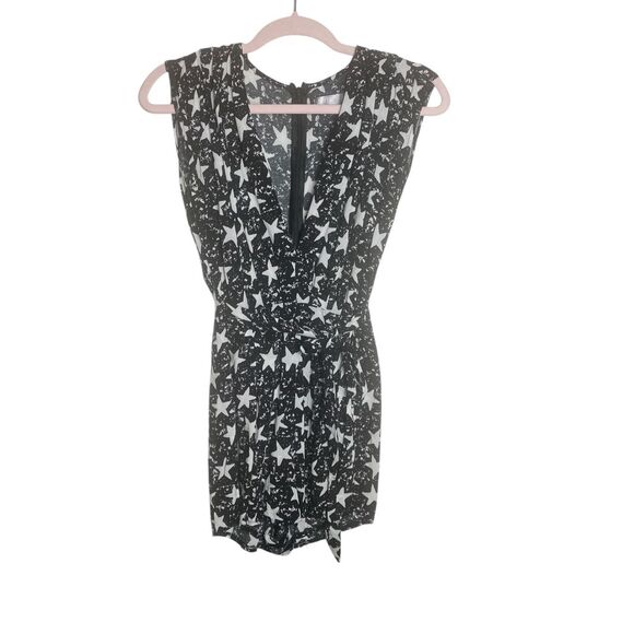 Rumor Boutique Women’s Black White Star Print Sleeveless Romper Size M - Picture 2 of 6